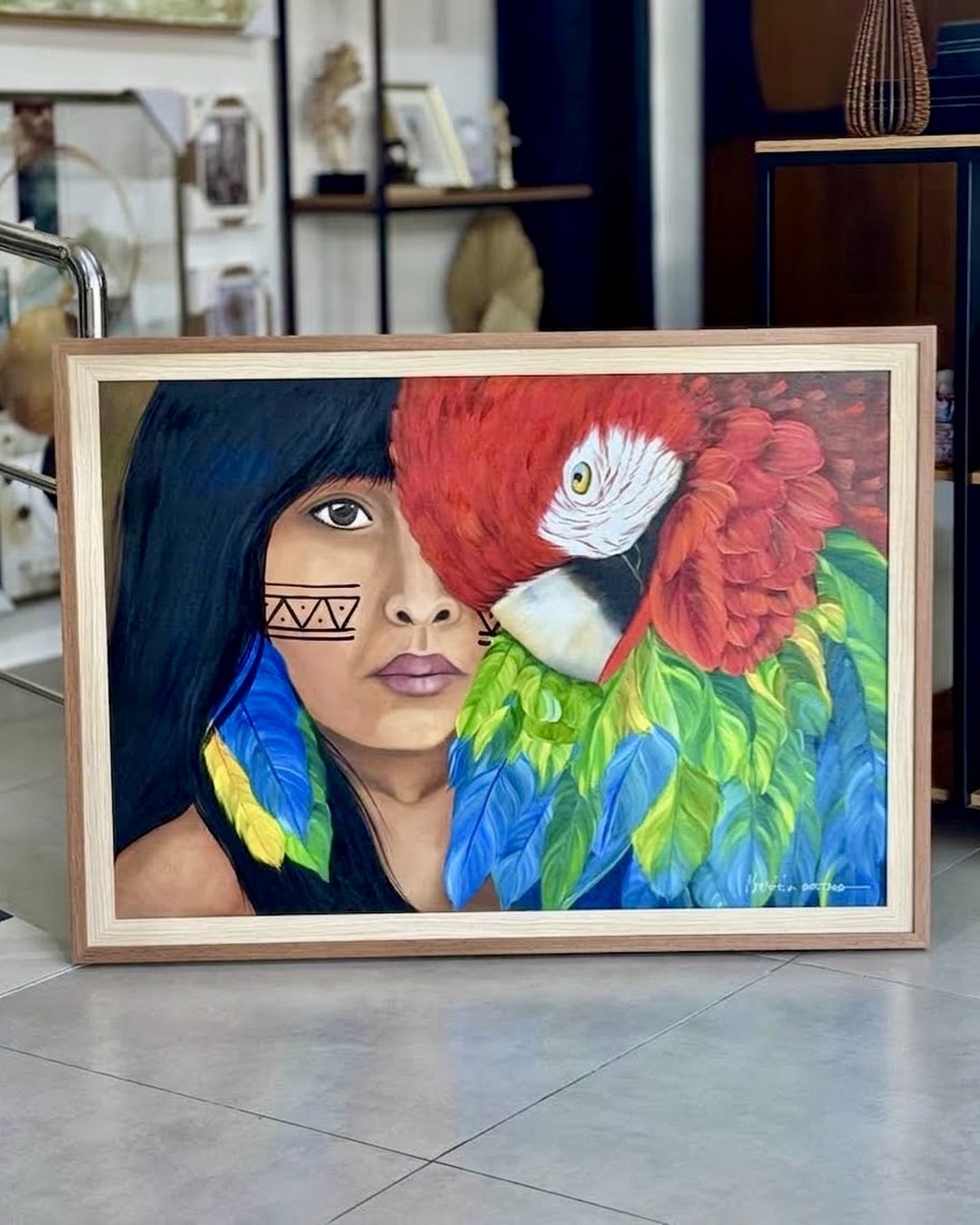 Índia com Arara — Arte Regional